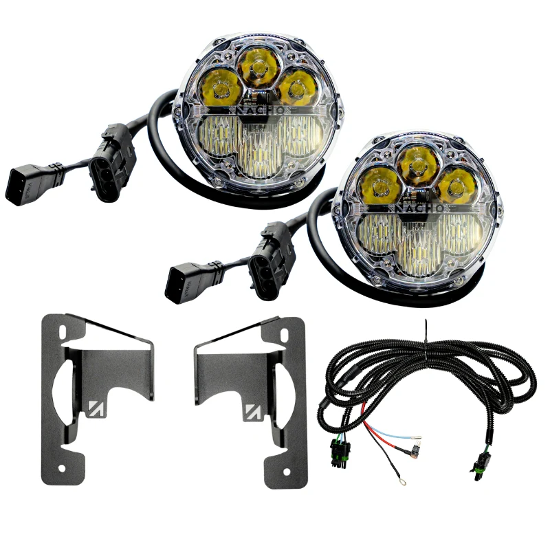 [R-00053] Nacho, Jeep JK/JL/JT SAE Fog Kit (Clear, Three Piece, SAE Combo)