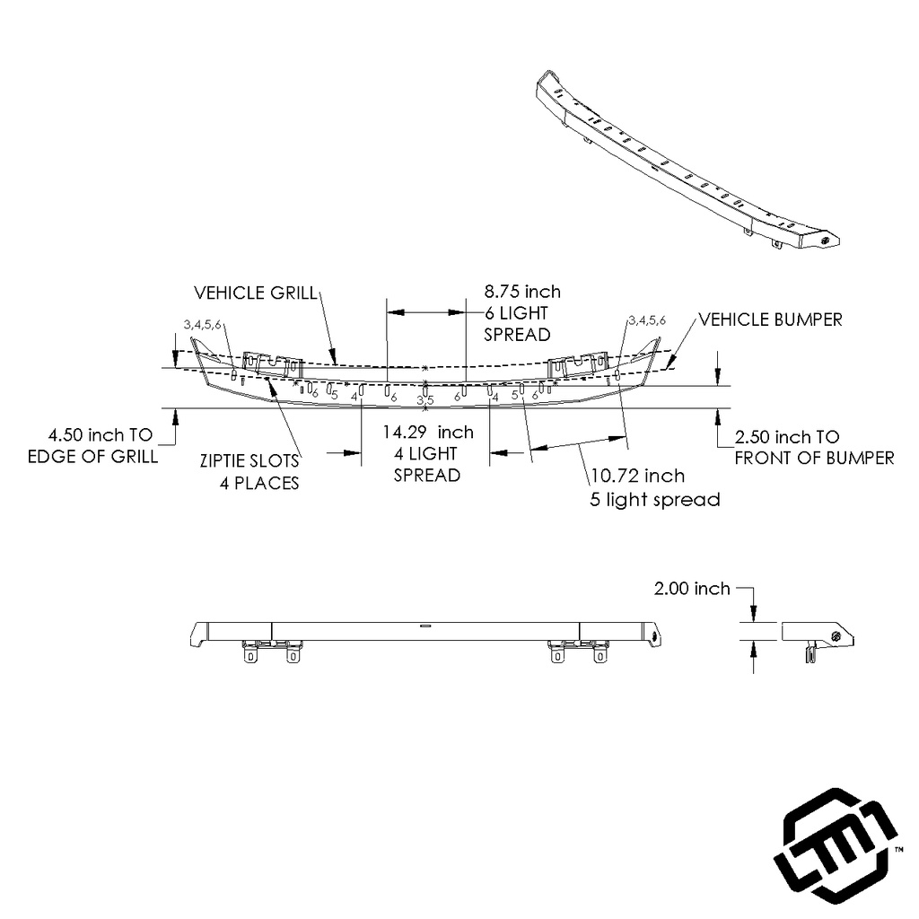 BRONCO, UNIVERSAL, GRILL BAR, FOR MODULAR BUMPER