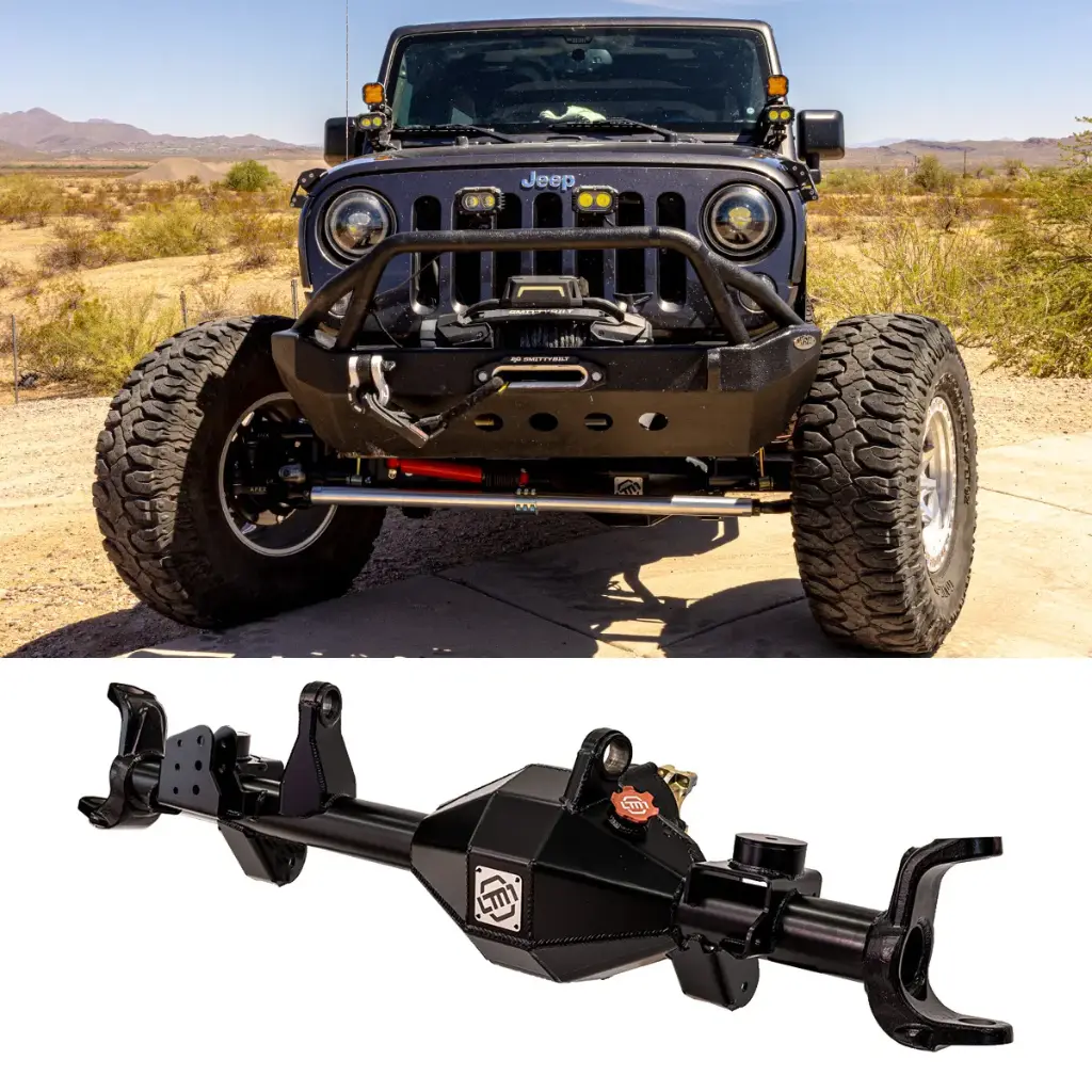 [53041-01+65.5] AXLE, 9in, JEEP JK, OEM BRACKETRY, FRONT (Raw, Stock (65.5in), No 3rd)